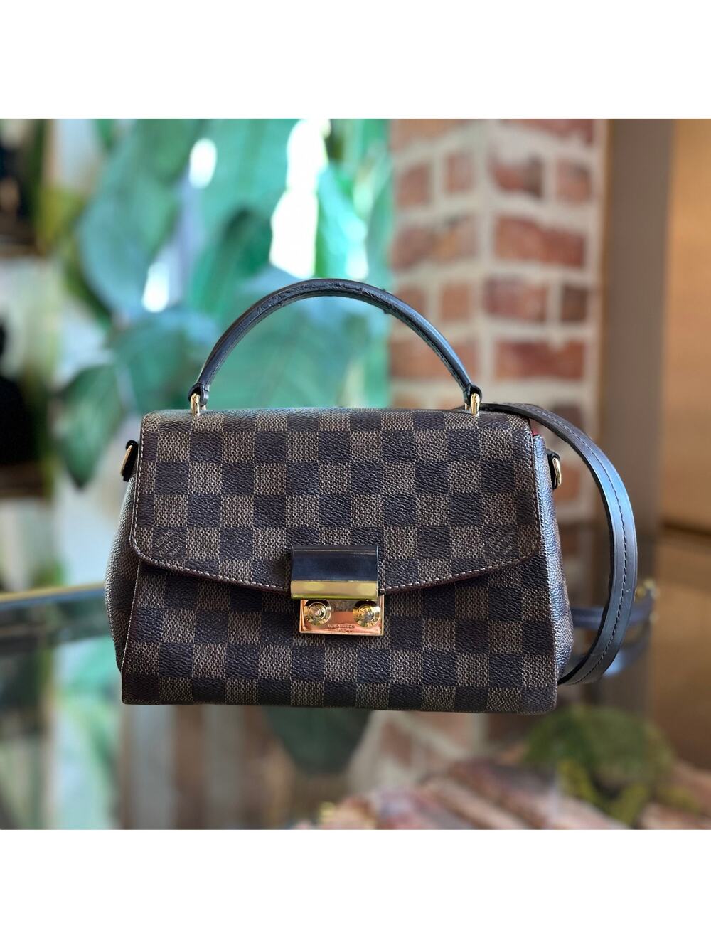 LOUIS VUITTON Croisette Brown Damier Ebene Top Handle Bag